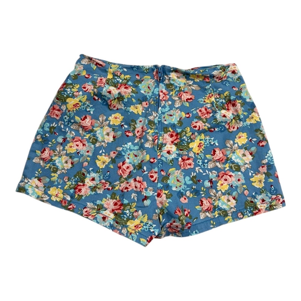 Mine‎ Floral Print Blue Shorts with Zipper Pockets Womens Size S